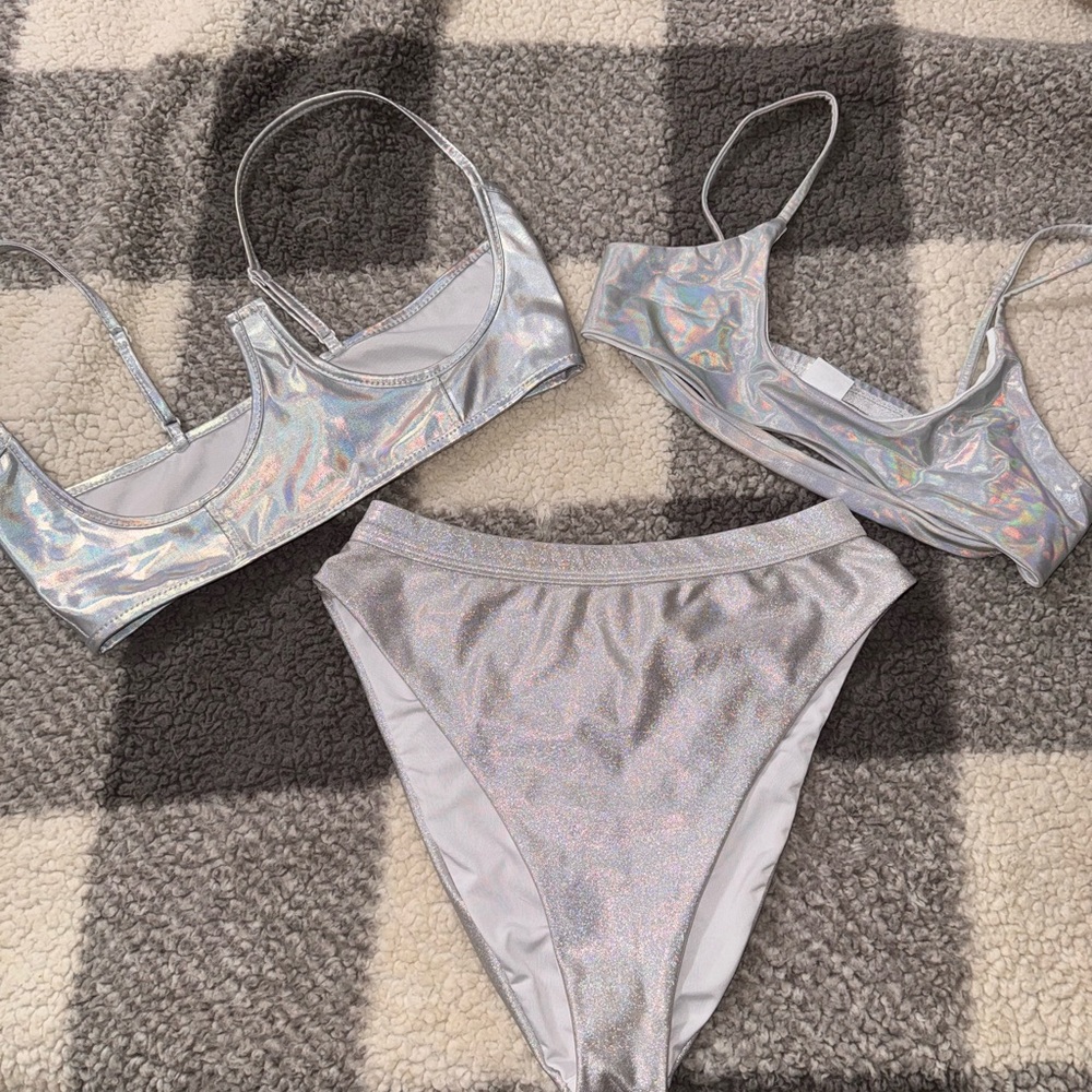 Silver Holographic Bikini Set